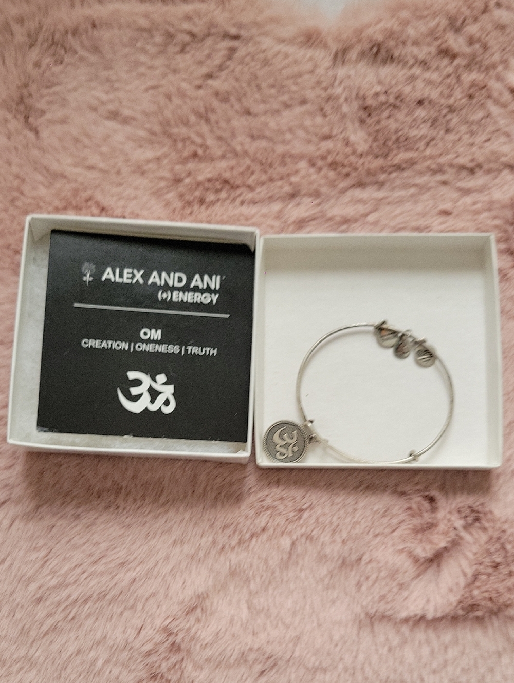 Alex and Ani Silver OM Charm Expandable Bangle